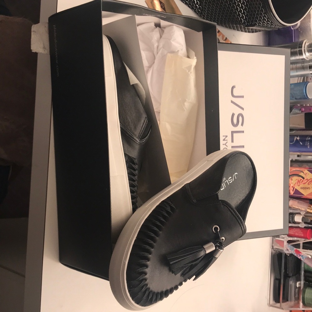 J slides black leather a die
